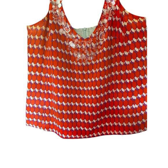 Nanette Lepore Womens 100% Silk Lined Pinkish Orange Beaded Halter Tank Top Sz.4 - Picture 5 of 11